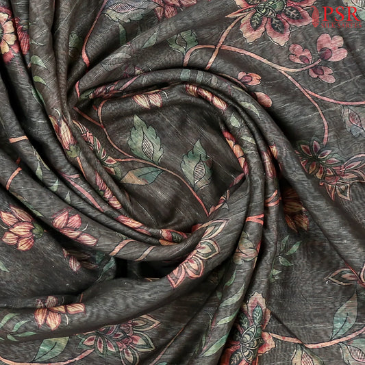 Dark Olive Taupe Semi Tussar Saree