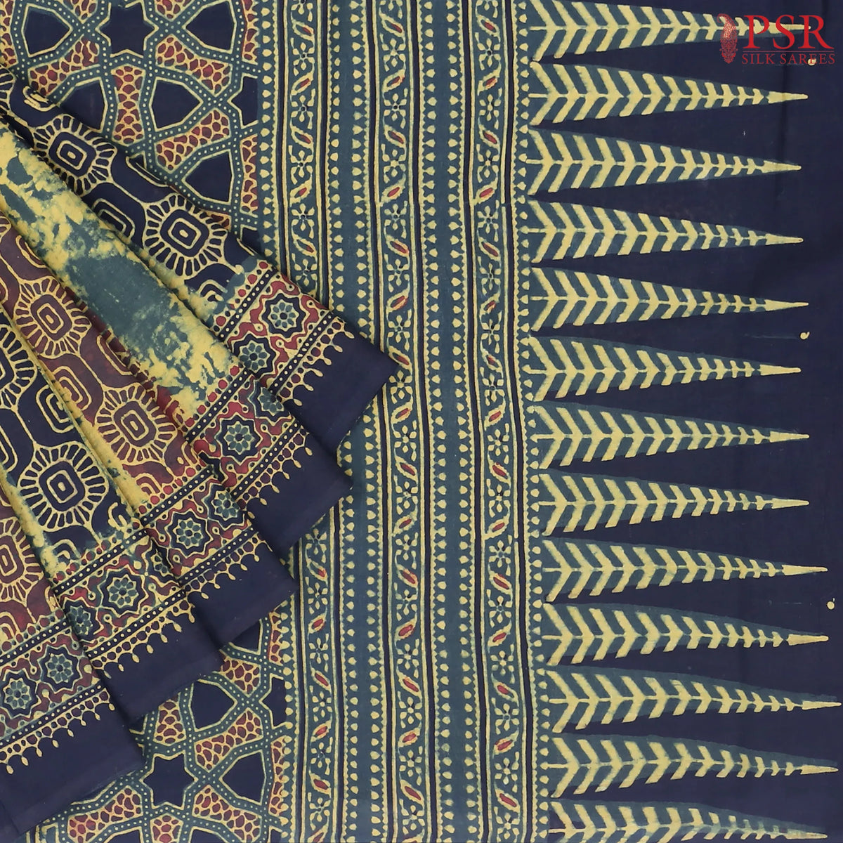 Tricolor Jaipur Cotton Printed Saree
