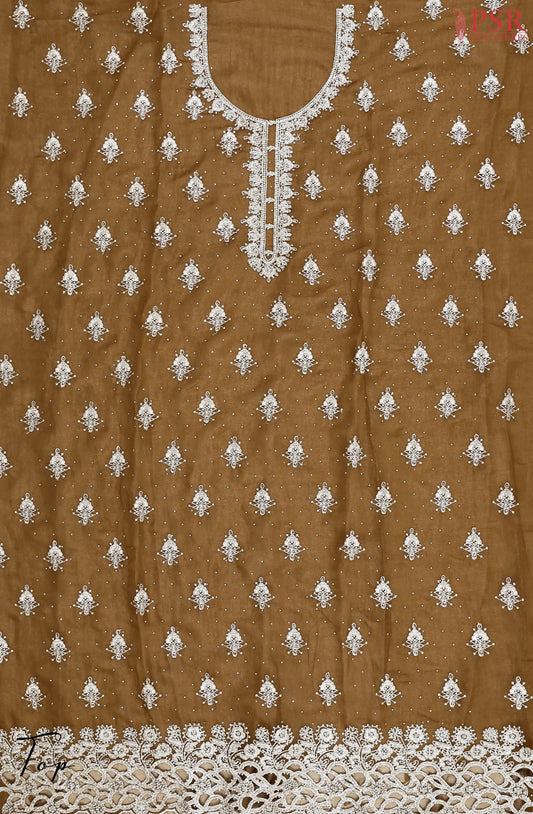 Cedar Brown Tissue Dress Material