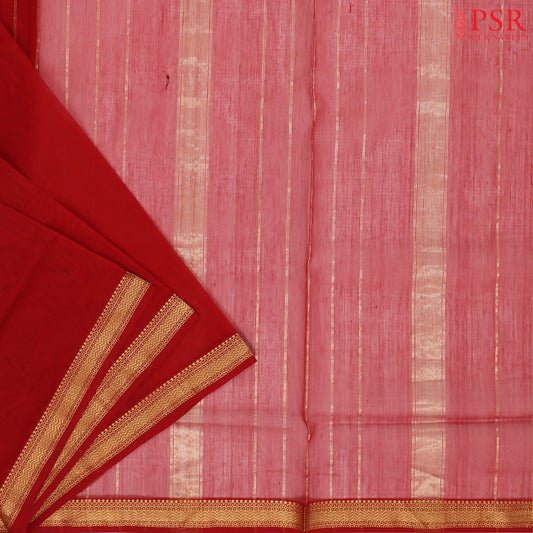 Red Maheshwari Silk Cotton Saree