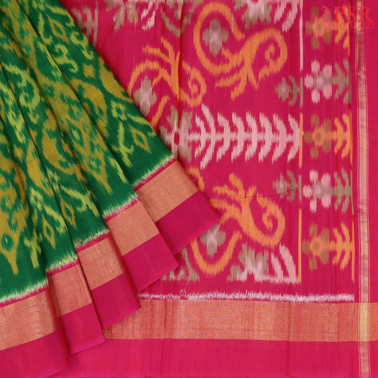 Emerald Green Patola Silk Cotton Saree