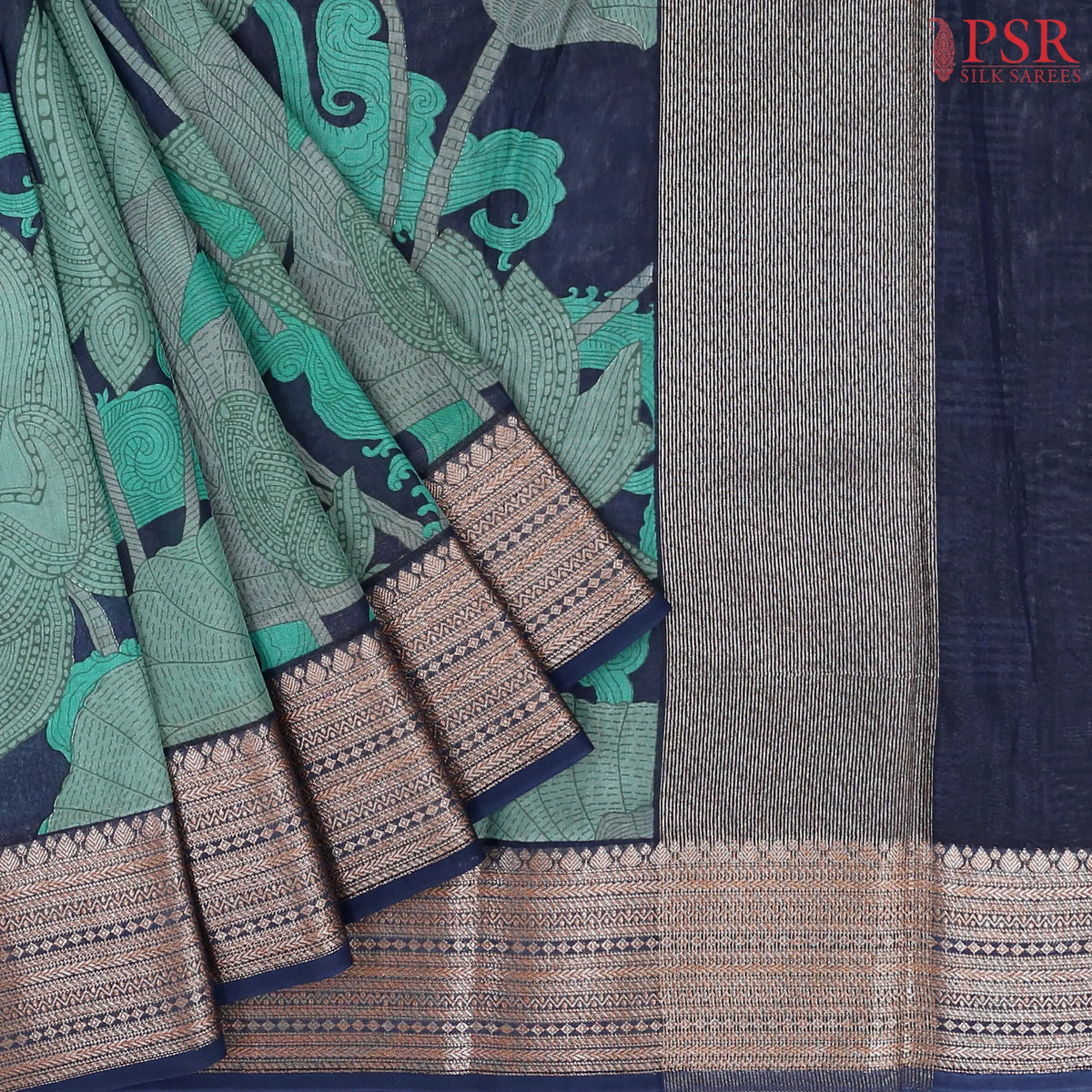 Dark Blue Chanderi Silk Cotton Saree