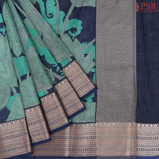Dark Blue Chanderi Silk Cotton Saree
