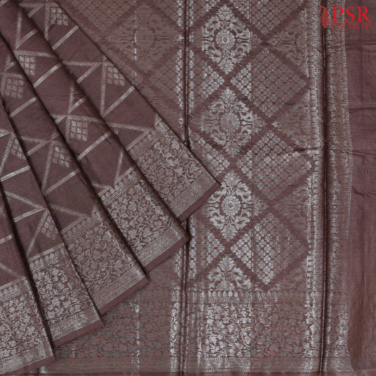 Brown Banaras Tussar Silk Saree