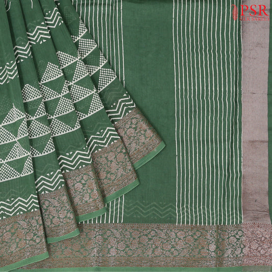 Hunter Green Chanderi Silk Cotton Saree