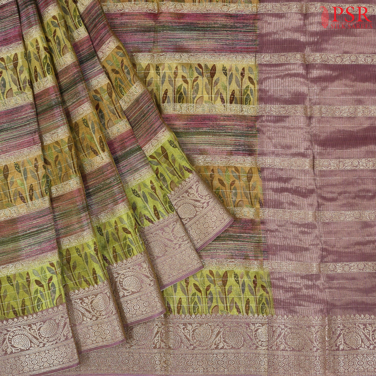 Orchid & Green Tissue Saree