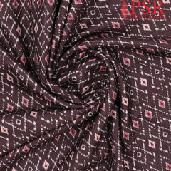 Brown Semi Tassar Ikkat Print Running Material