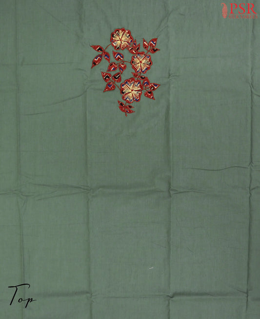 Pewter Green Cotton Dress Material