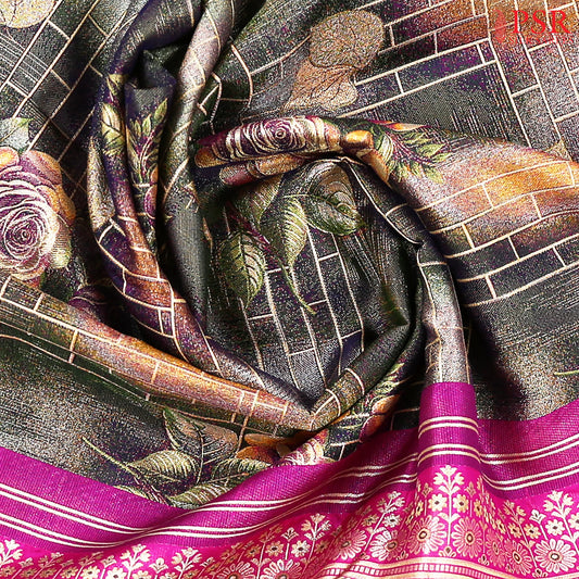 Jungle Green Kanchipuram Jacquard Tissue Silk Saree