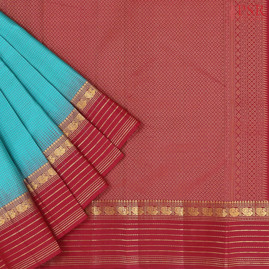 Viridian Blue Fancy Kanchipuram Silk Saree