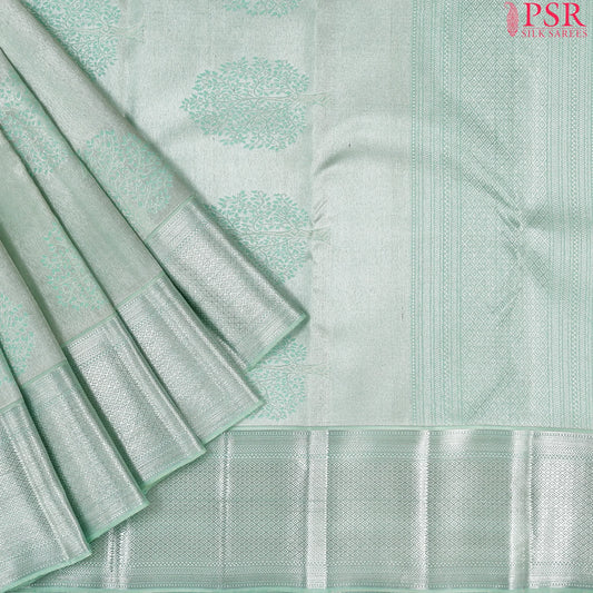 Pastel Turquoise Kanchipuram Jacquard Tissue Silk Saree