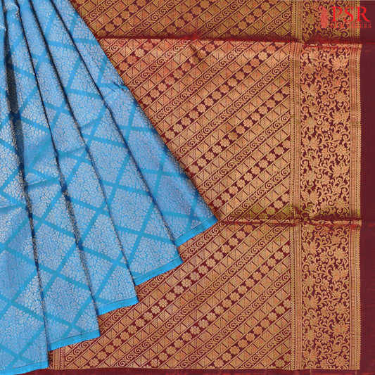 Cerulean Blue Soft Silk Mix Saree