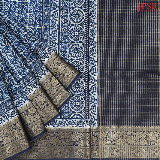 Indigo Blue Modal Silk Saree