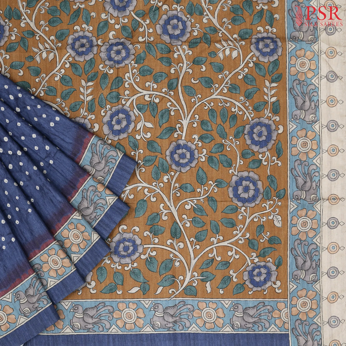Prussian Blue Semi Tussar Saree