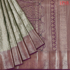 Olive Green Tissue Art Silk Saree