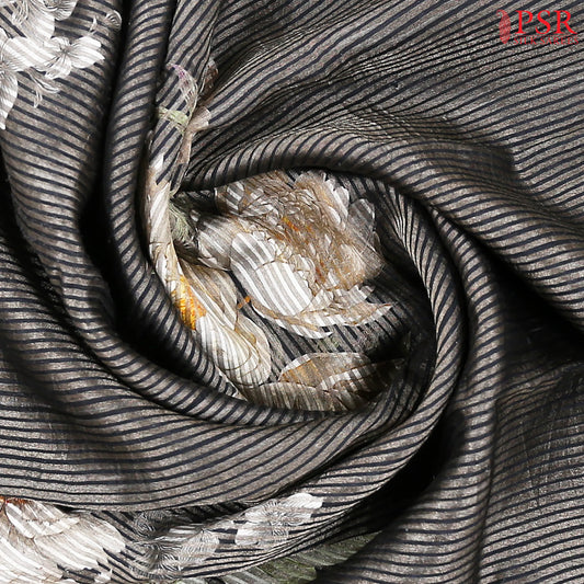 Shadow Black Printed Tissue Saree