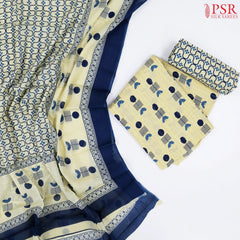 Yellow Beige Cotton Dress Material