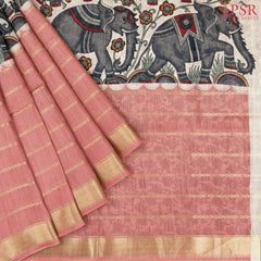 Beige & Flamingo Pink Kadhi Tussar Silk Saree