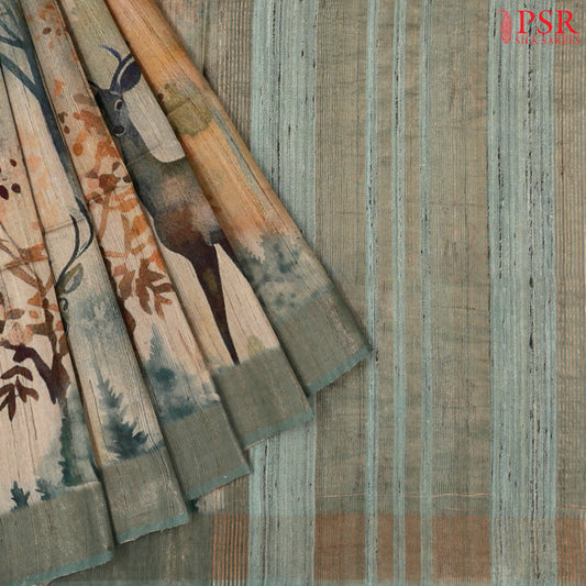 Chamois Tan Kadhi Tussar Silk Saree