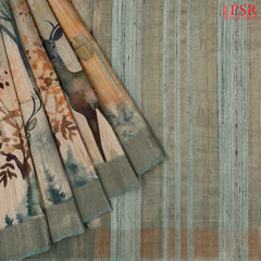 Chamois Tan Kadhi Tussar Silk Saree