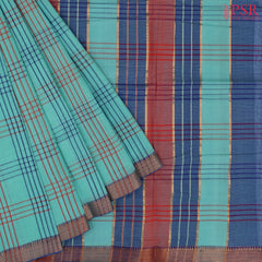 Turquoise Mangalagiri Cotton Saree