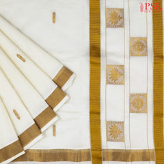 Cream Beige Kerala Cotton Saree