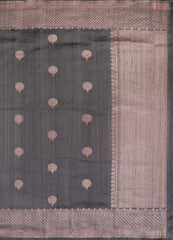 Dark Grey Banaras Jute Silk Saree