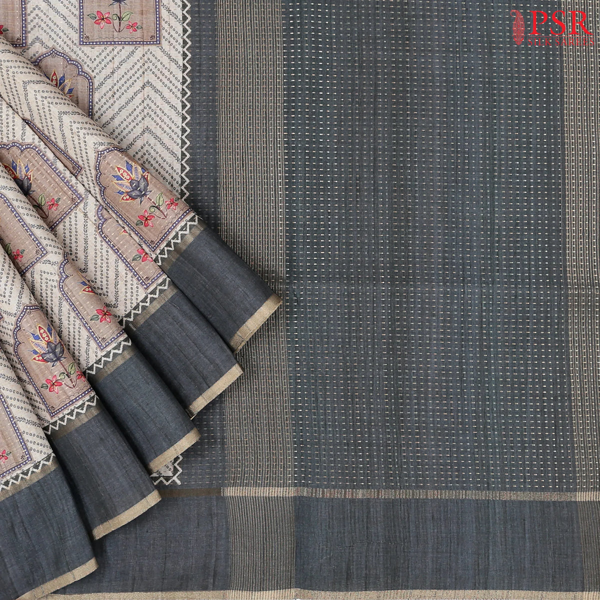 Royal Beige Semi Tussar Saree