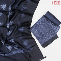 Space Blue Tassar Silk Dress Material