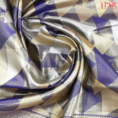 Grey & Dark Blue Silk Tissue Saree