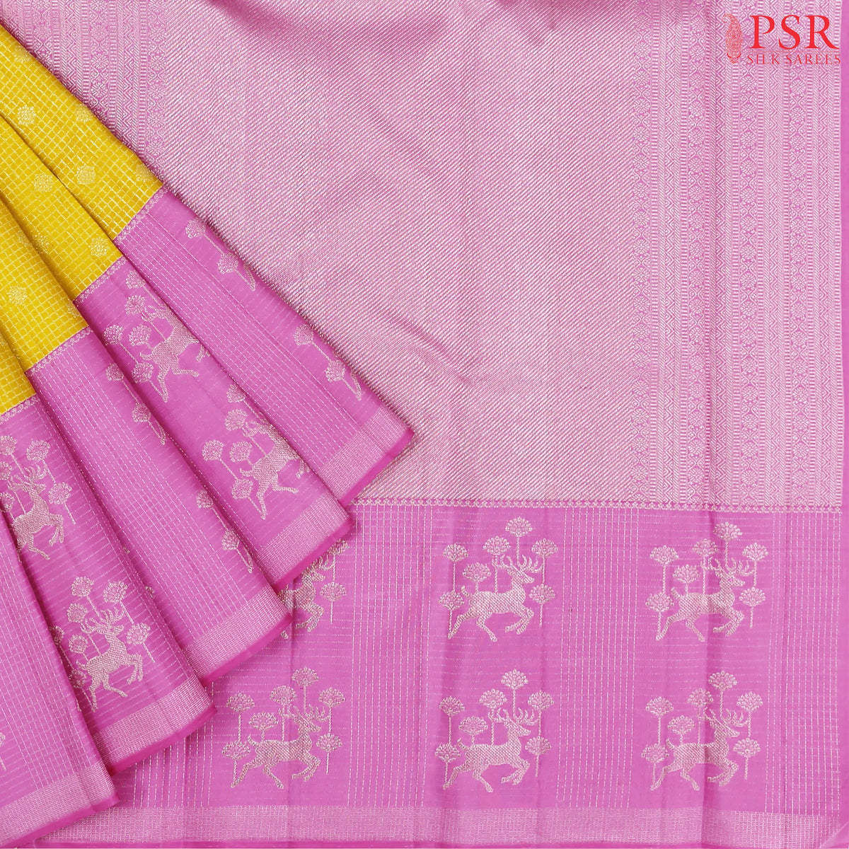 Yellow Kanchipuram Jacquard Silk Saree