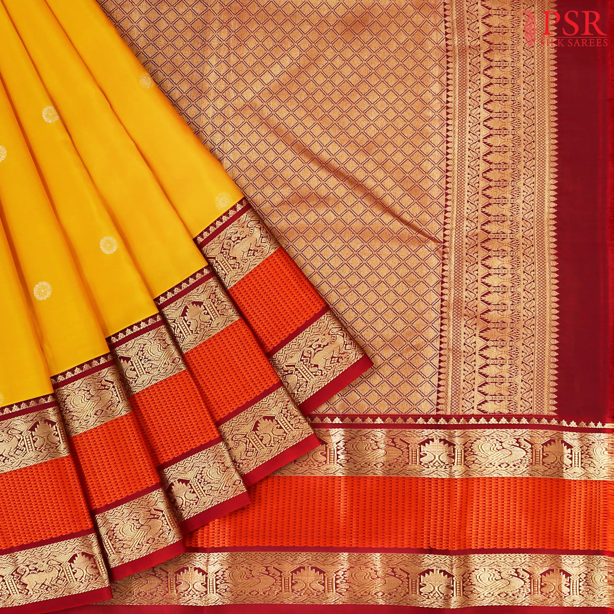 Yellow Fancy Kanchipuram Silk Saree