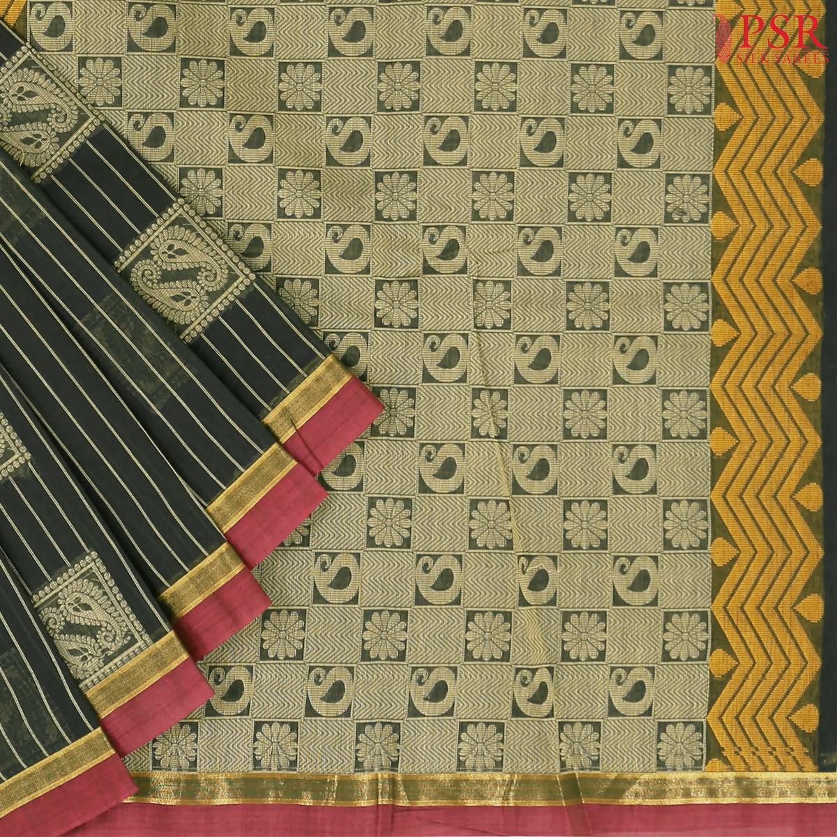 Black Olive Kovai Cotton Saree