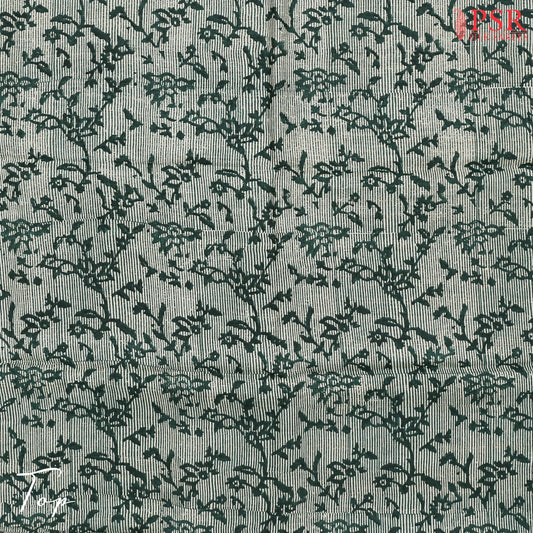 Dark Green & Beige Kadhi Tussar Silk Dress Material