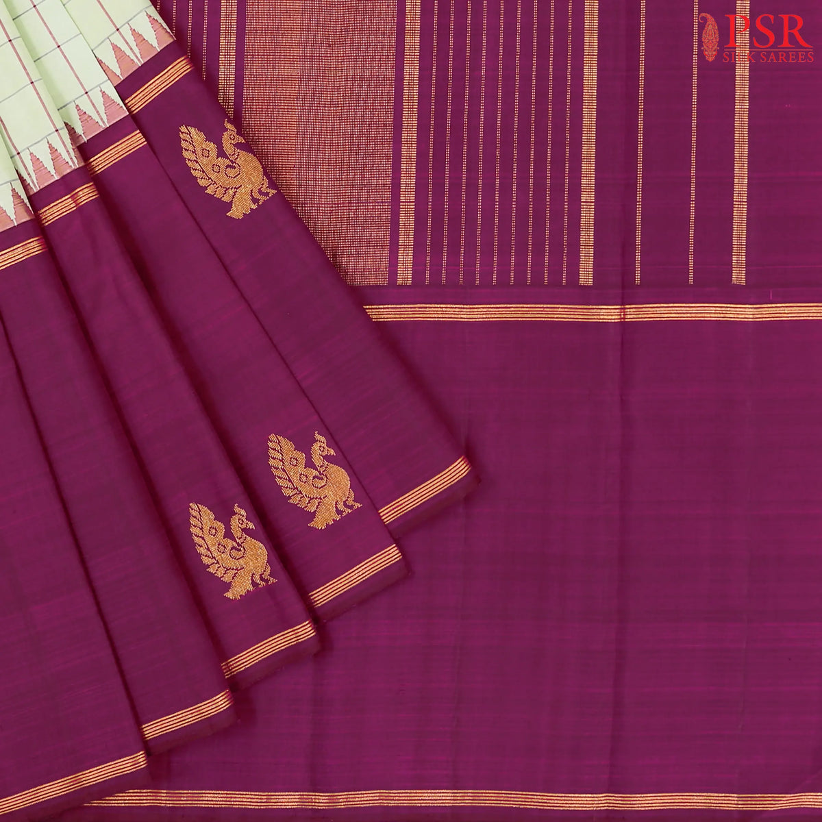 Sage Green Kanchipuram Silk Saree