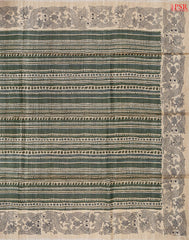 Hazelnut Beige & Dark Moss Green Kadhi Tussar Silk Saree