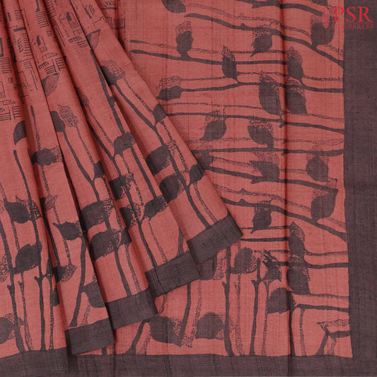Indian Red Kadhi Tussar Silk Saree