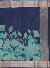 Dark Blue Chanderi Silk Cotton Saree