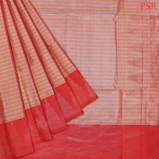 Silver Orange Tissue Soft Silk Saree