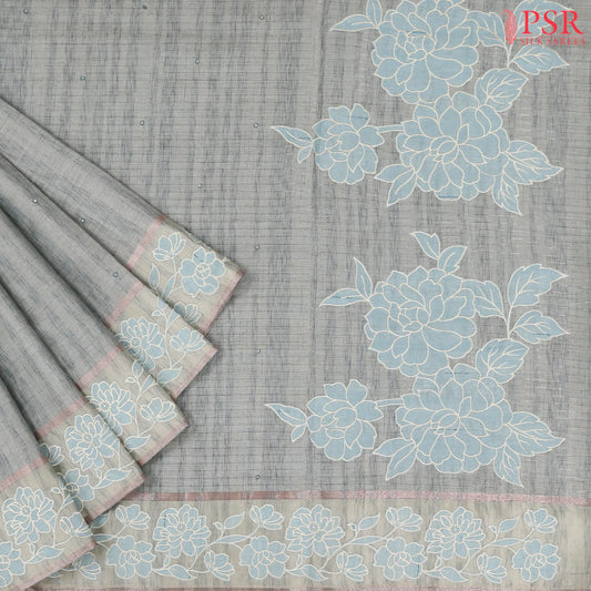 Pale Blue Semi Tussar Saree