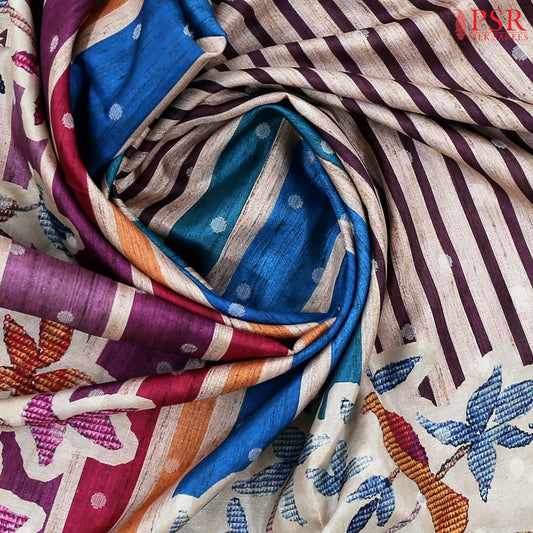 Royal Beige Semi Tussar Saree