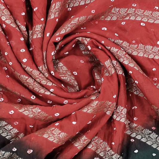 Antique Red Crushed Bandhini Saree
