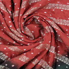 Antique Red Crushed Bandhini Saree