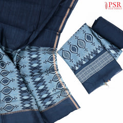 Steel Blue Silk Cotton Dress Material