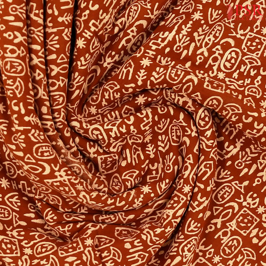 Brown Cotton Print Running Material
