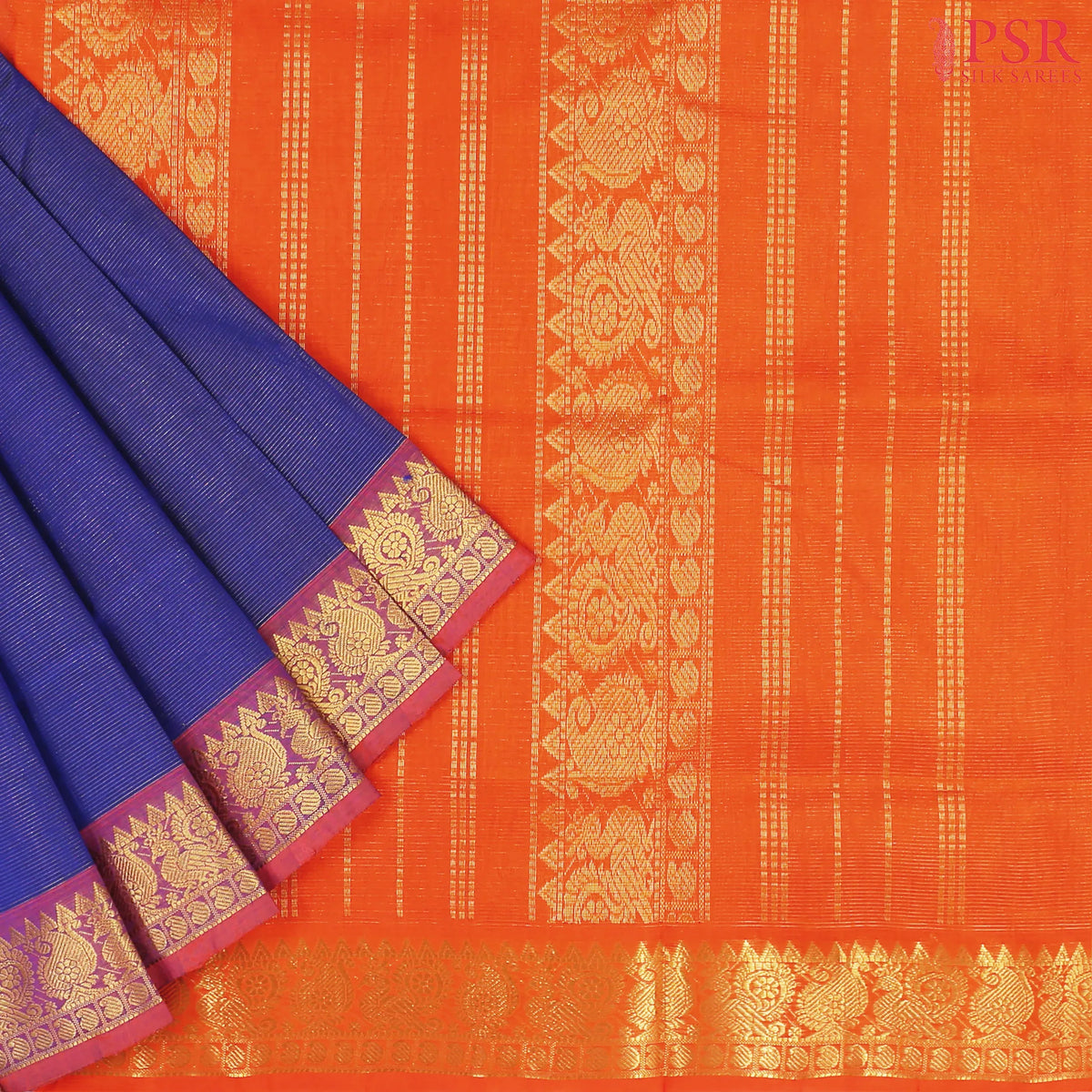 Navy Blue Cotton Silk Saree