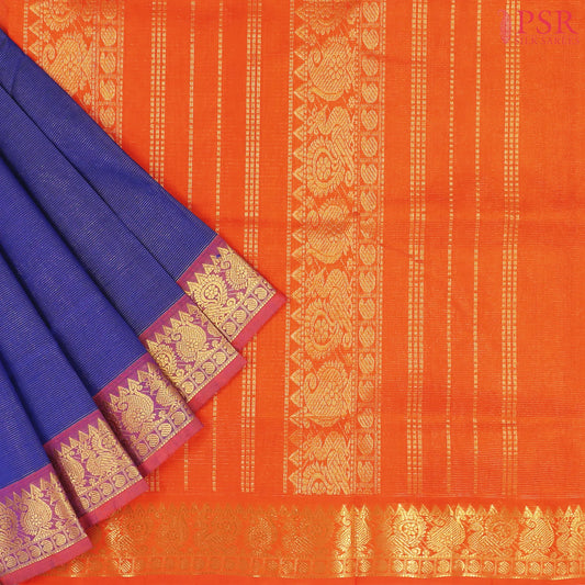 Navy Blue Cotton Silk Saree