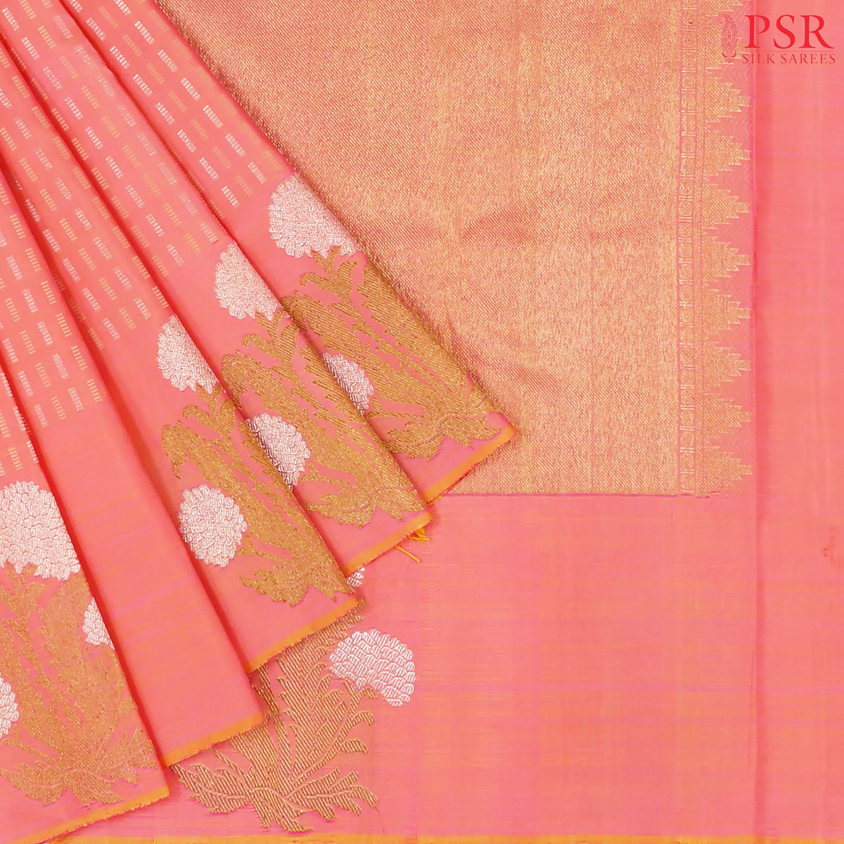 Peach Kanchipuram Silk Saree