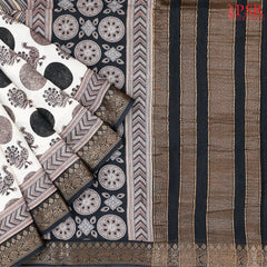 Beige Chanderi Silk Cotton Saree