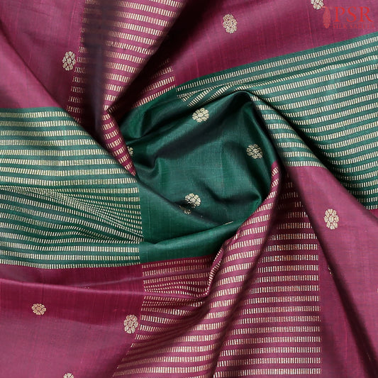 Dark Green And Maroon Kanchipuram Silk Saree
